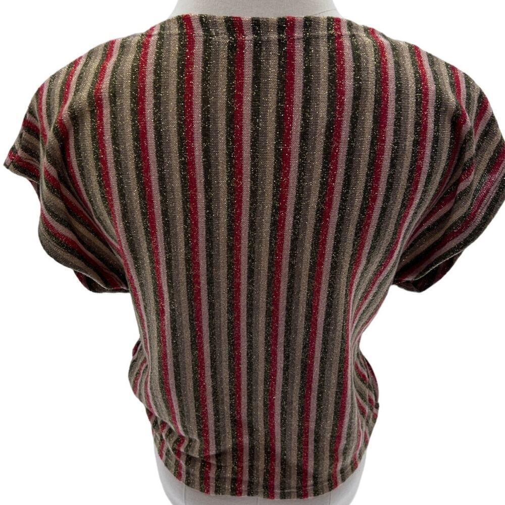 Zara Multicolor Sparkle Fabric Twisted Front Cropped V-Neck Top- S - Picture 3 of 8